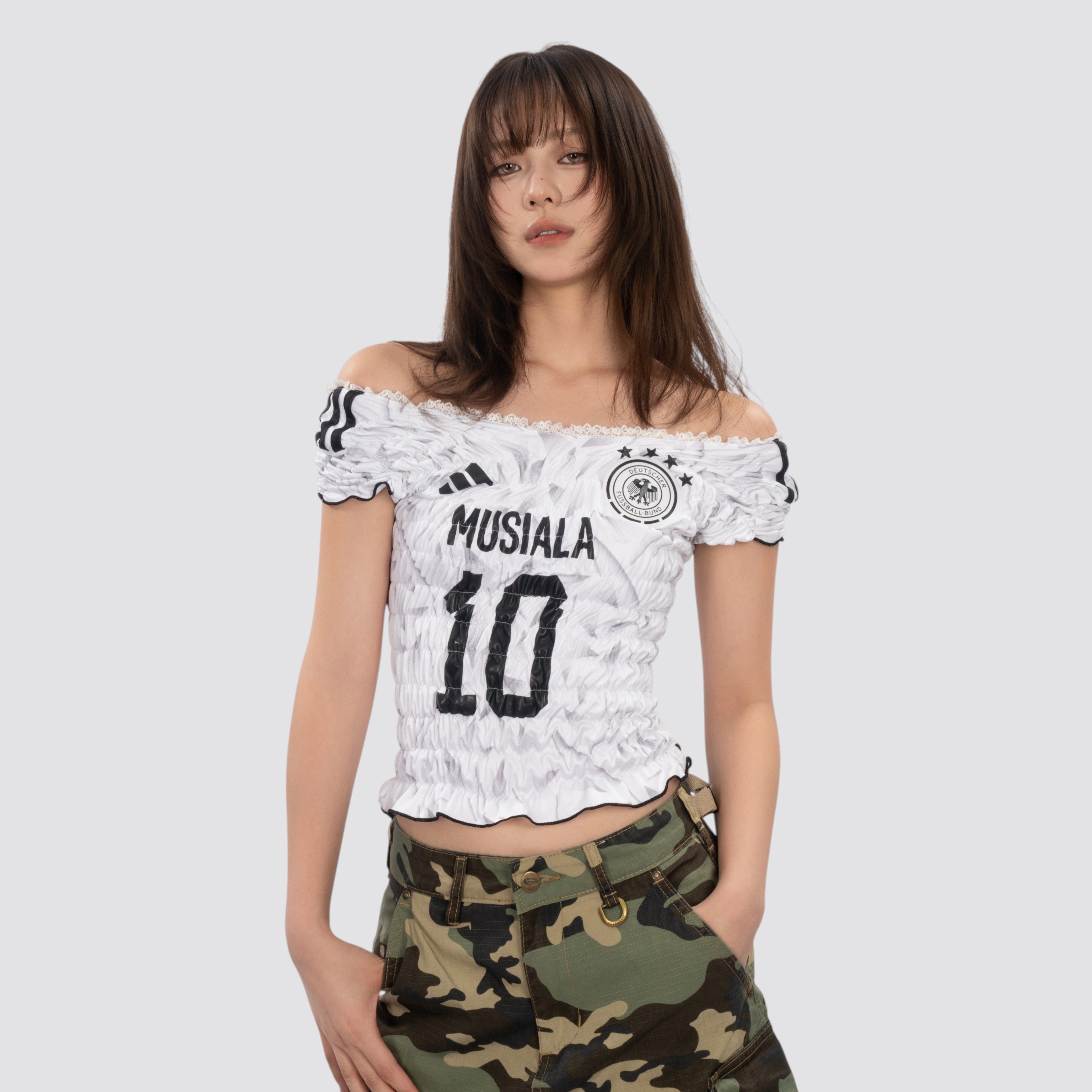 Full Smocked Lace Off-Shoulder Remake Top