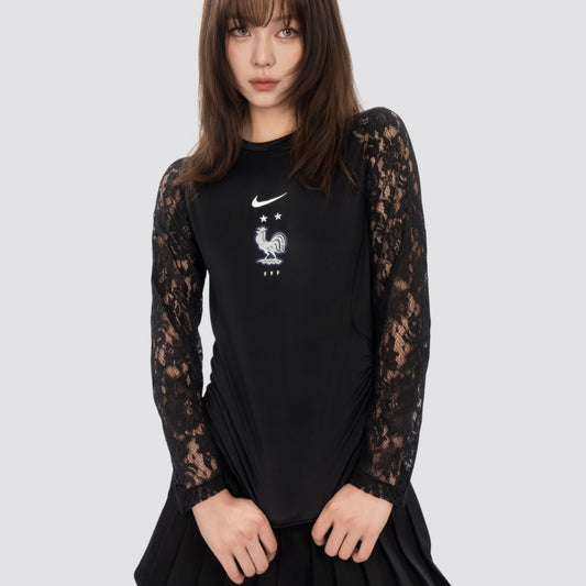 Lace Cropped Remake Long Sleeve Top