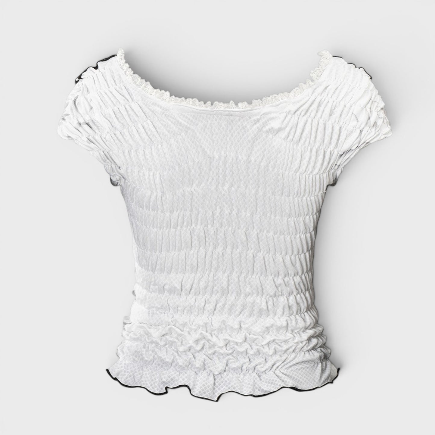 Full Smocked Lace Off-Shoulder Remake Top