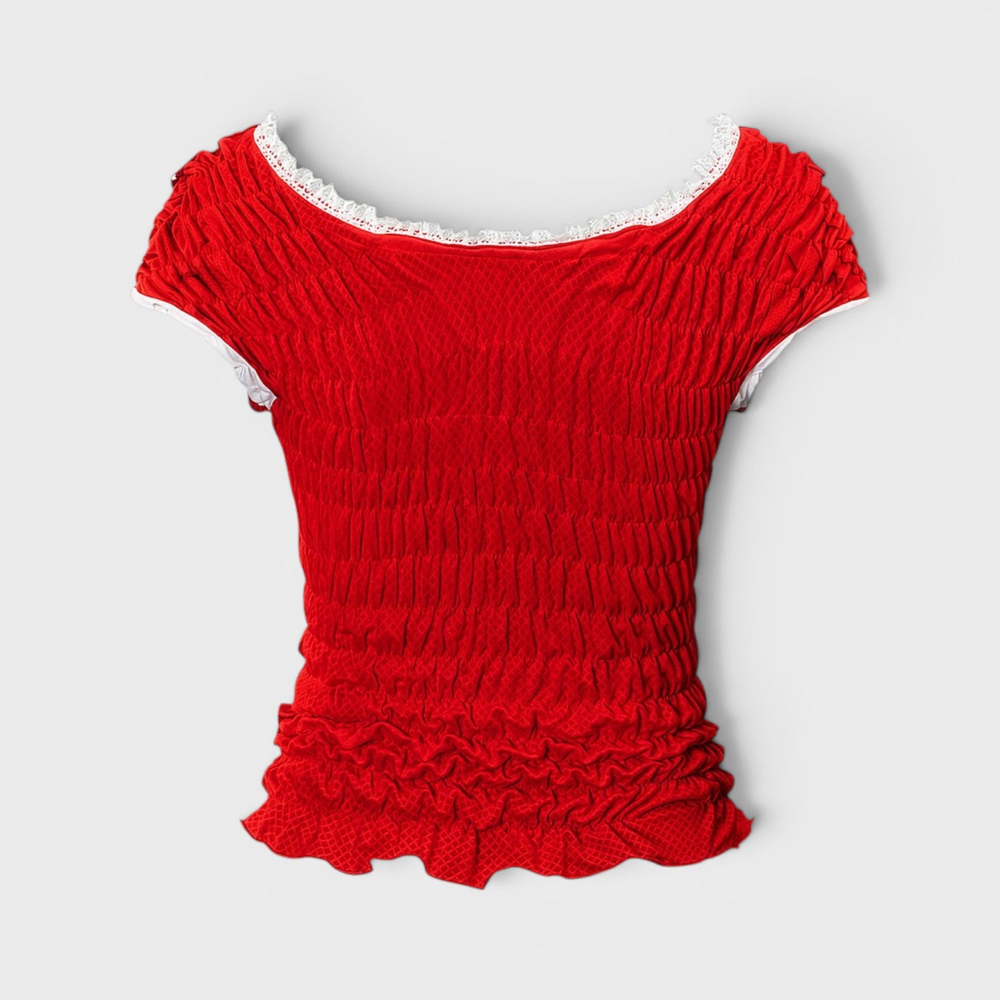 Full Smocked Lace Off-Shoulder Remake Top
